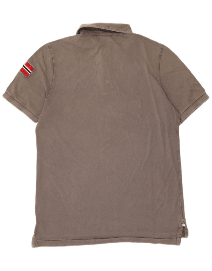 Camisa polo masculina Napapijri algodão cinza médio