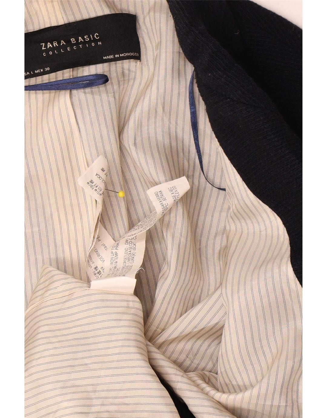 Zara Womens Open Blazer Jacket UK 16 Grande Azul Marinho Acrílico