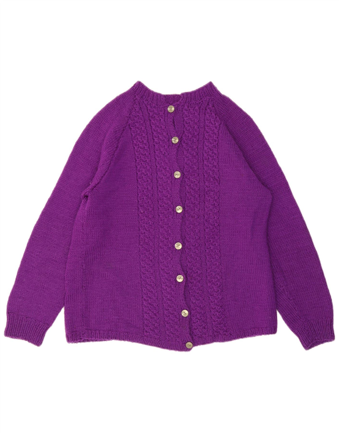 Suéter Cardigan Feminino Vintage UK 14 Roxo Médio