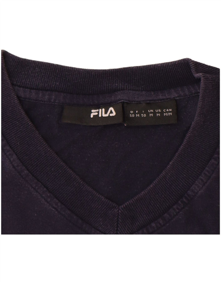 Camiseta masculina gráfica FILA Top médio algodão azul marinho
