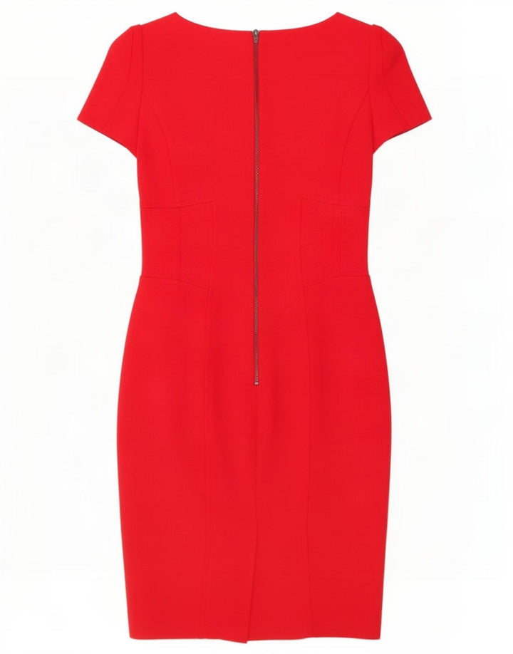 Vestido bainha feminino Marks & Spencer Reino Unido 8 pequeno poliéster vermelho