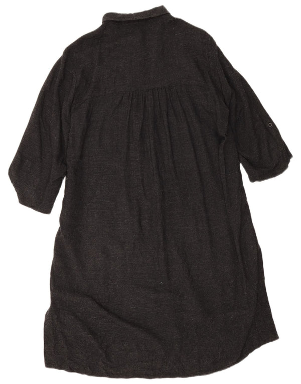 Vestido camisa feminino Zara manga 3/4 Reino Unido 16 grande viscose cinza