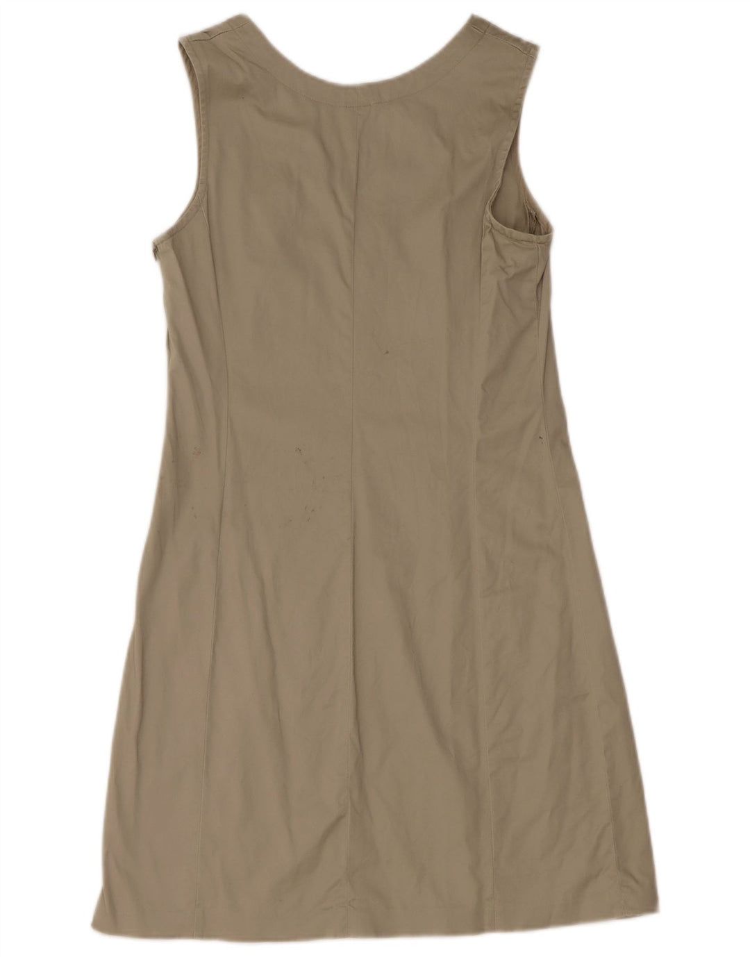 Vestido feminino Benetton sem mangas com bainha UK 12 médio cáqui