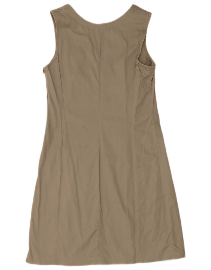 Vestido feminino Benetton sem mangas com bainha UK 12 médio cáqui