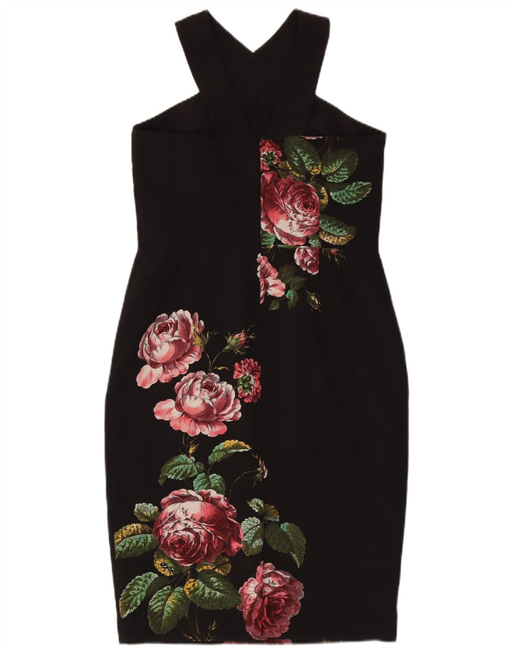 Vestido frente única feminino Oasis UK 12 poliéster floral preto médio