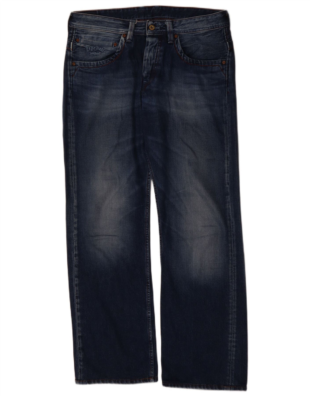PEPE JEANS Jeans reto masculino W33 L34 azul algodão
