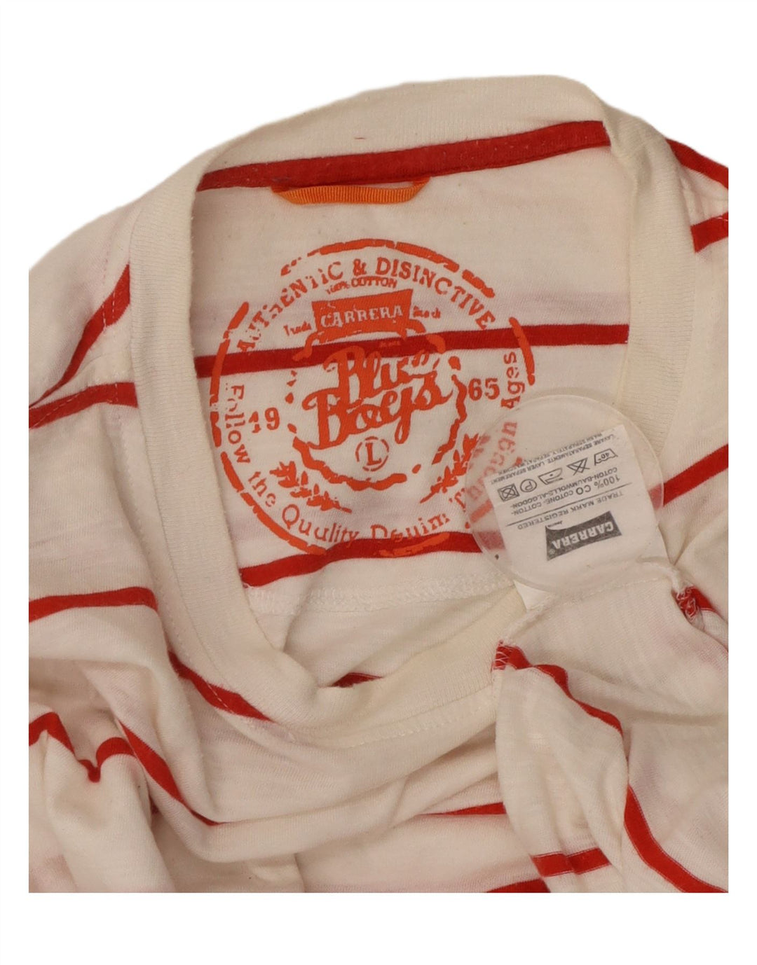 Camiseta masculina CARRERA Top grande de algodão listrado branco