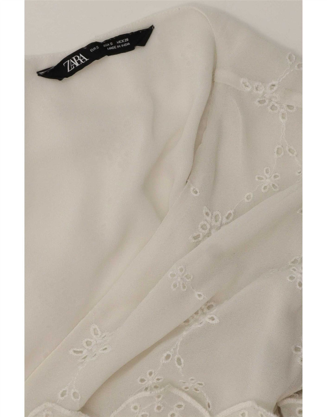 Blusa feminina Zara Top UK 10 pequena floral branca