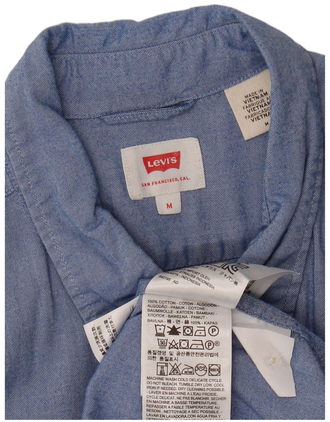 Camisa masculina LEVI'S de algodão azul médio