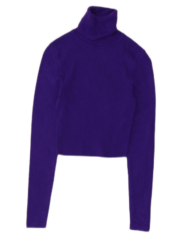 Zara Womens Crop Roll Neck Jumper Sweater UK 10 Small Purple