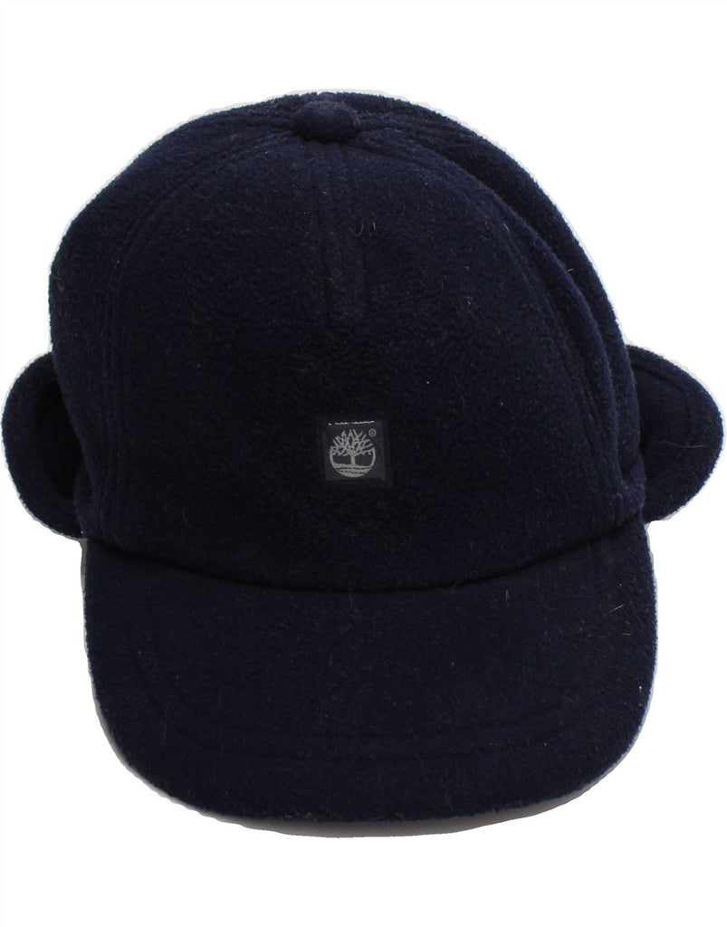 TIMBERLAND Boys Fleece Ear Flap Snapback Cap One Size Navy Blue Polyester Vintage Timberland and Second-Hand Timberland from Messina Hembry 