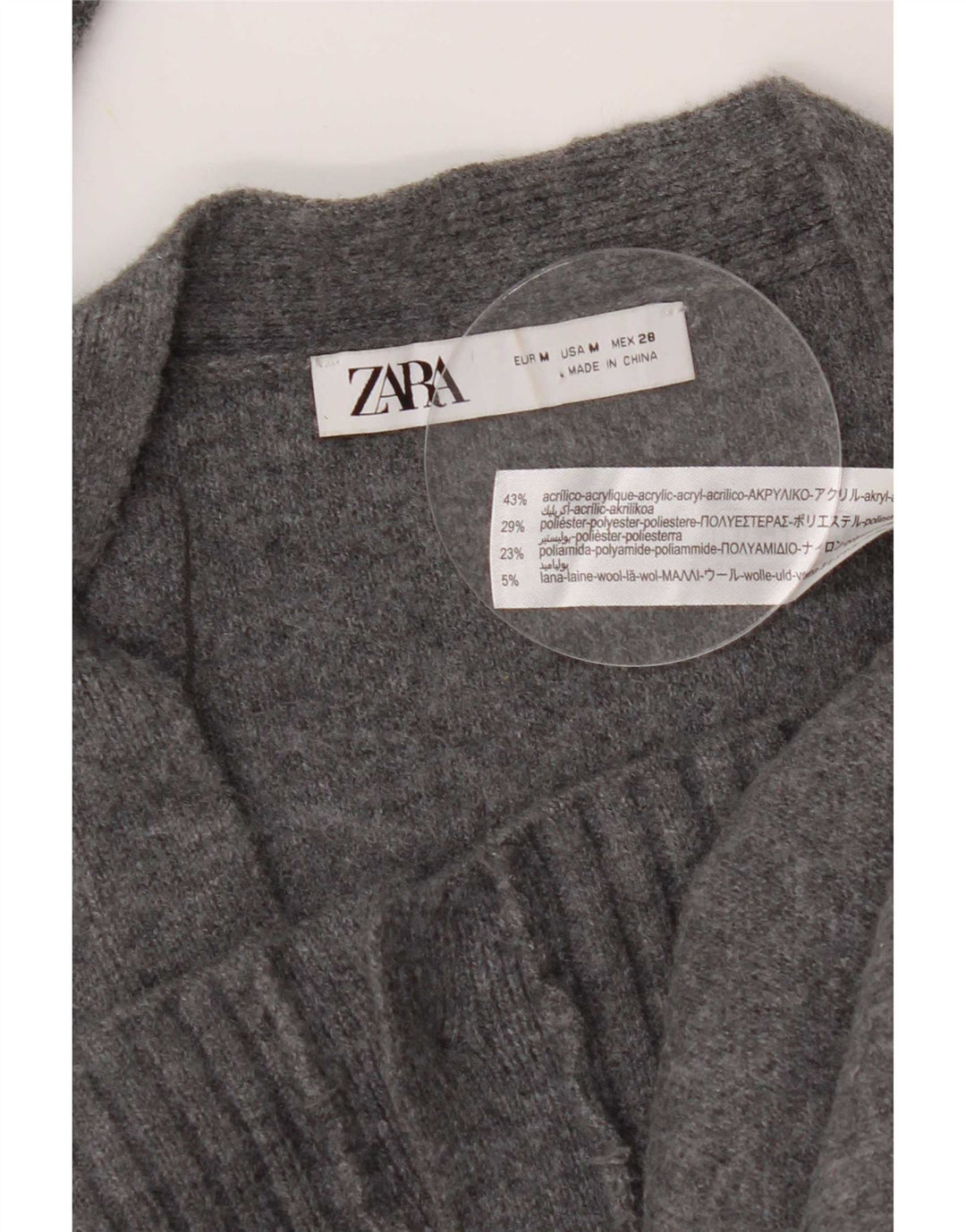 Suéter cardigã feminino Zara UK 14 cinza médio acrílico