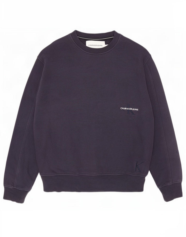 Calvin Klein Jeans moletom masculino jumper médio azul marinho algodão