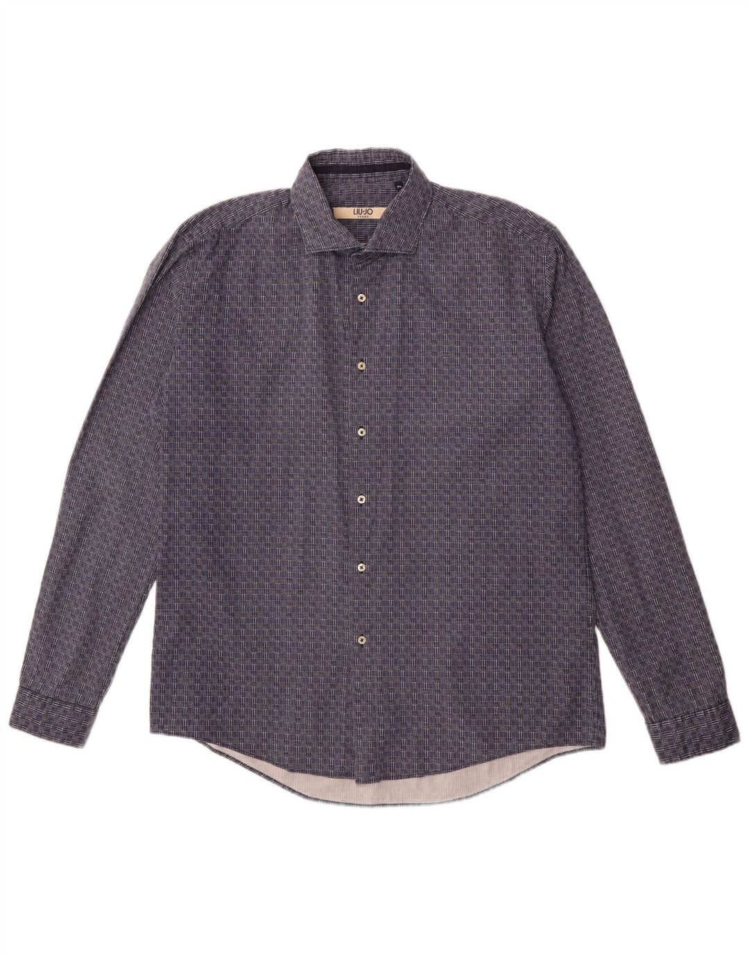 Camisa feminina LIU JO XL azul marinho xadrez algodão clássico