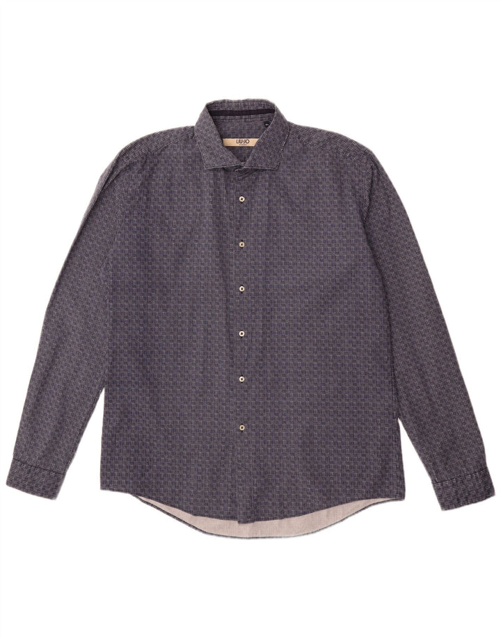 Camisa feminina LIU JO XL azul marinho xadrez algodão clássico