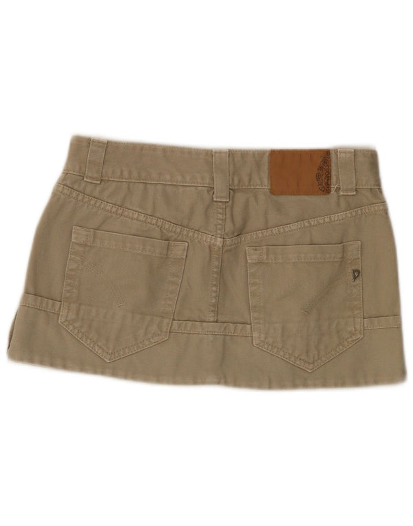 Dondup mini saia jeans tingida com roupa feminina W28 algodão cáqui médio