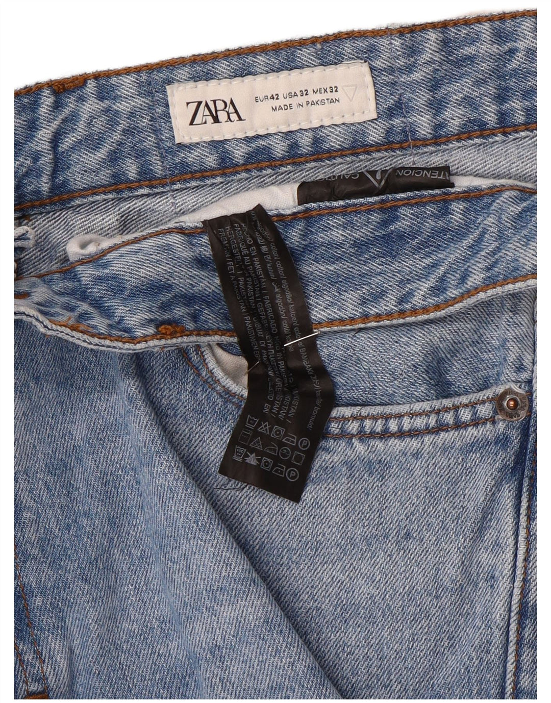 Zara Mens Straight Jeans EU 42 Grande W32 L32 Azul Algodão