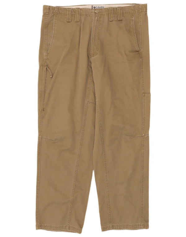 Columbia Mens Loose Fit Cargo Calças W38 L32 Algodão Bege