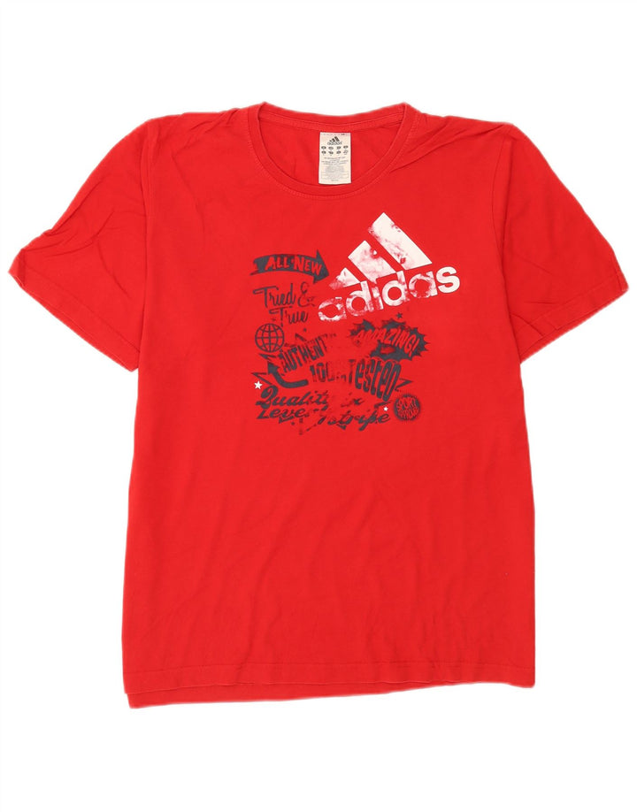 Adidas Mens Graphic T-Shirt Top Médio Algodão Vermelho
