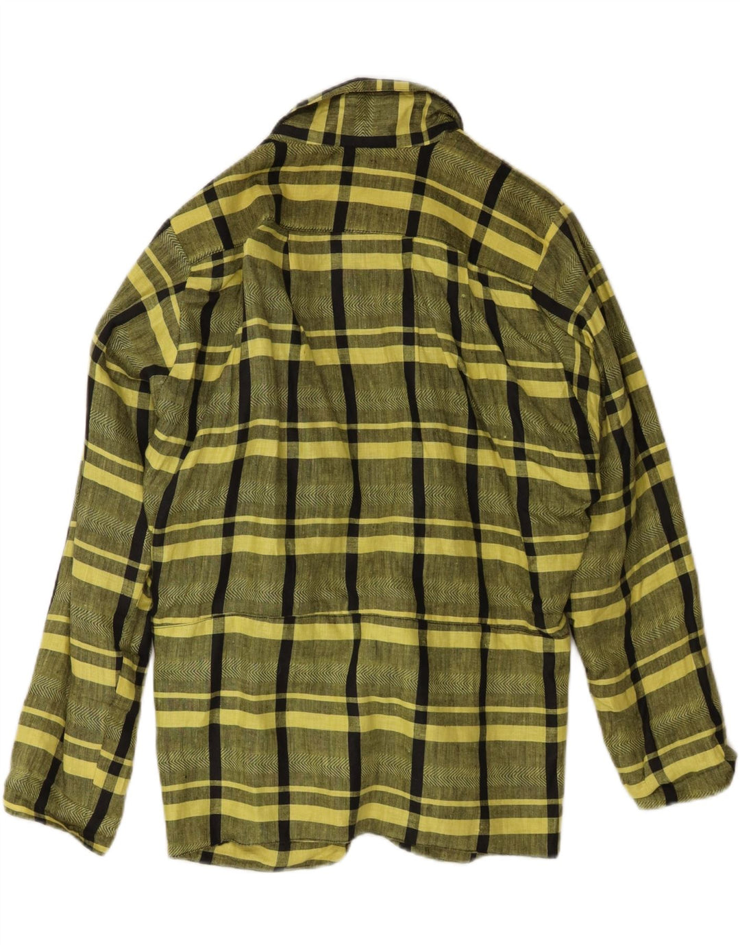 Jaqueta blazer feminina vintage com 1 botão EU 44 XL amarelo xadrez linho clássico