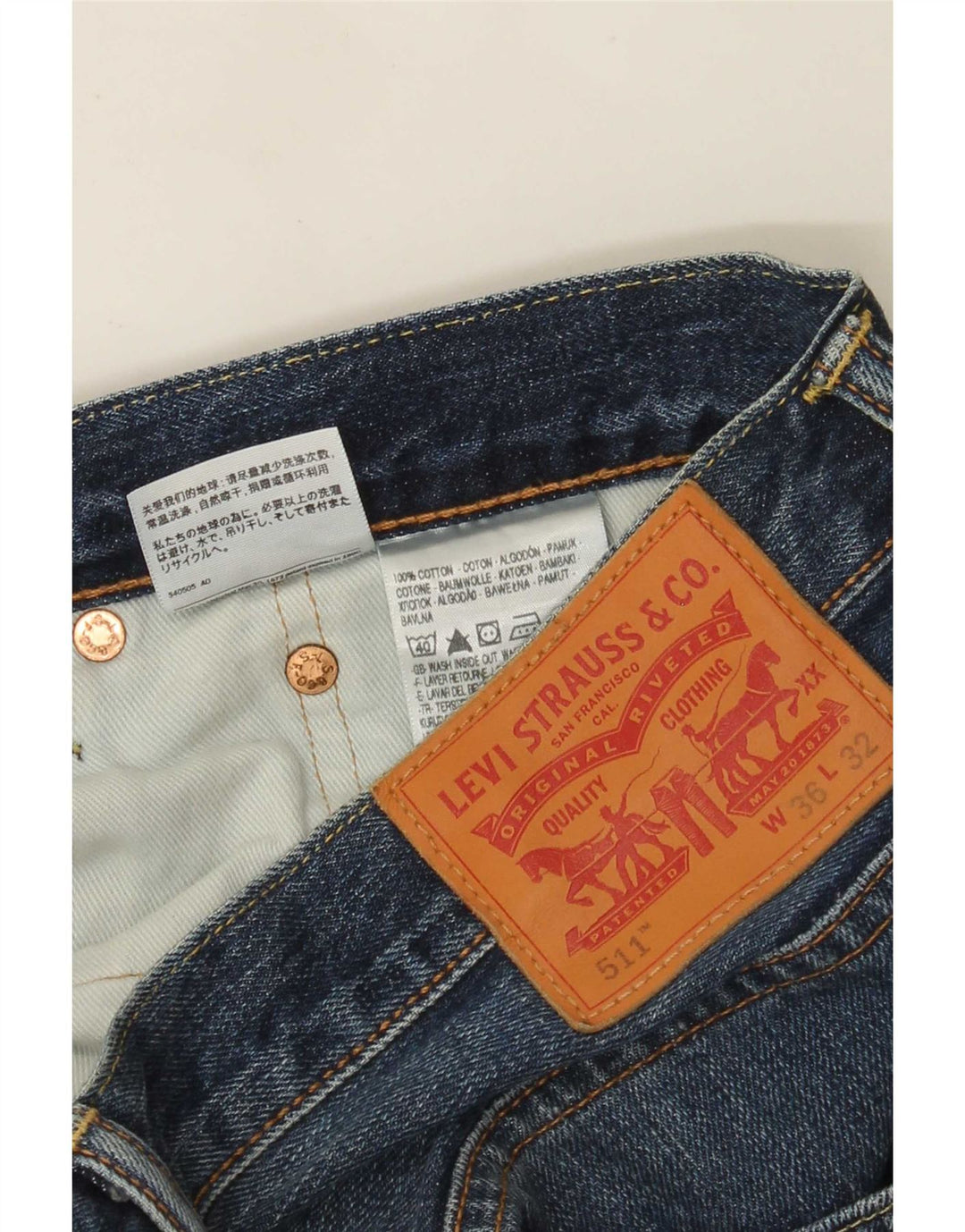 Calça Jeans Levis 511 Slim Masculina W36 L32 Azul Algodão