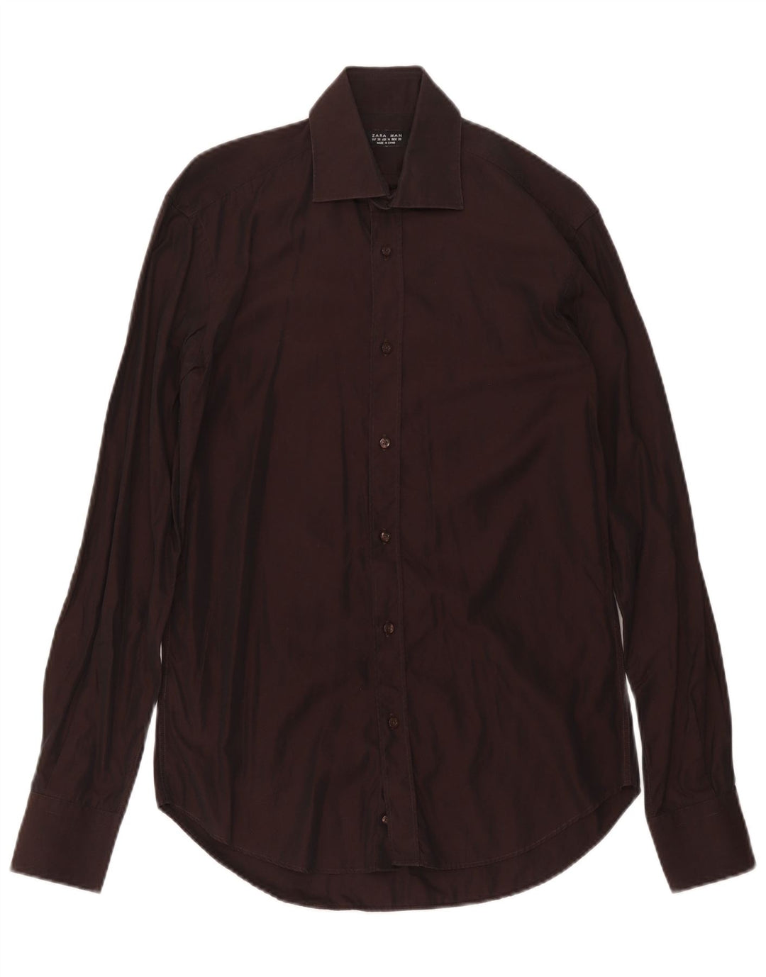 Camisa masculina Zara EU 38 algodão marrom médio