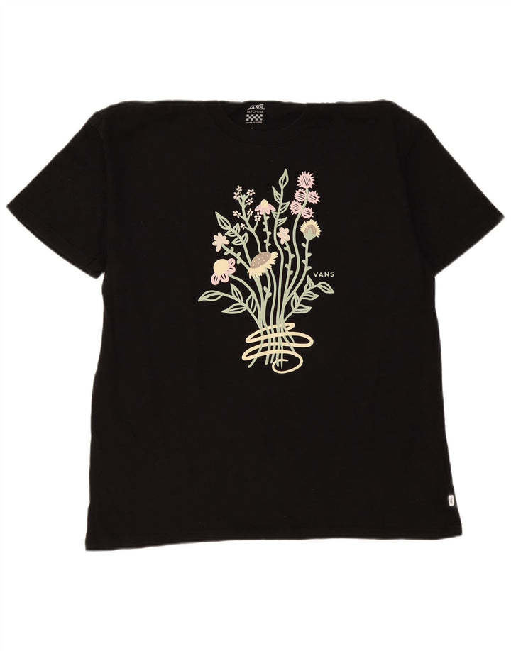 Vans Camiseta masculina gráfica Top médio preto floral algodão