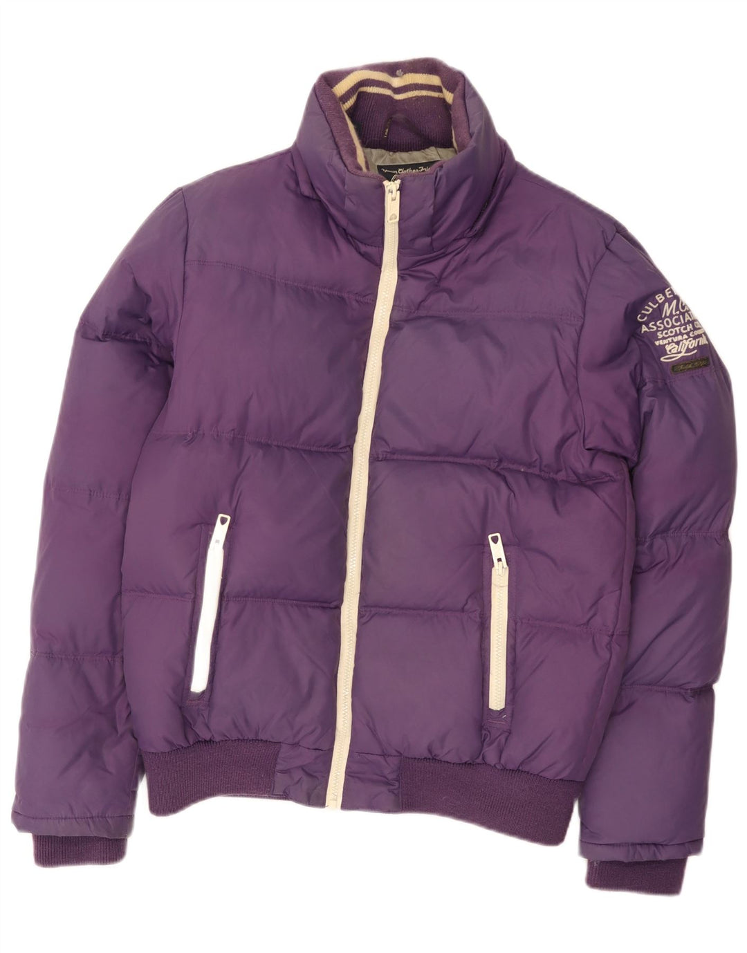 Jaqueta acolchoada feminina Scotch & Soda Reino Unido 14 nylon roxo médio
