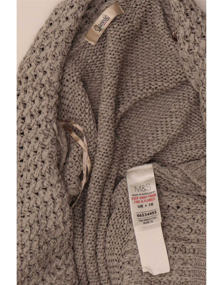 Marks & Spencer Suéter feminino clássico aberto com cardigã Reino Unido 16 grande cinza