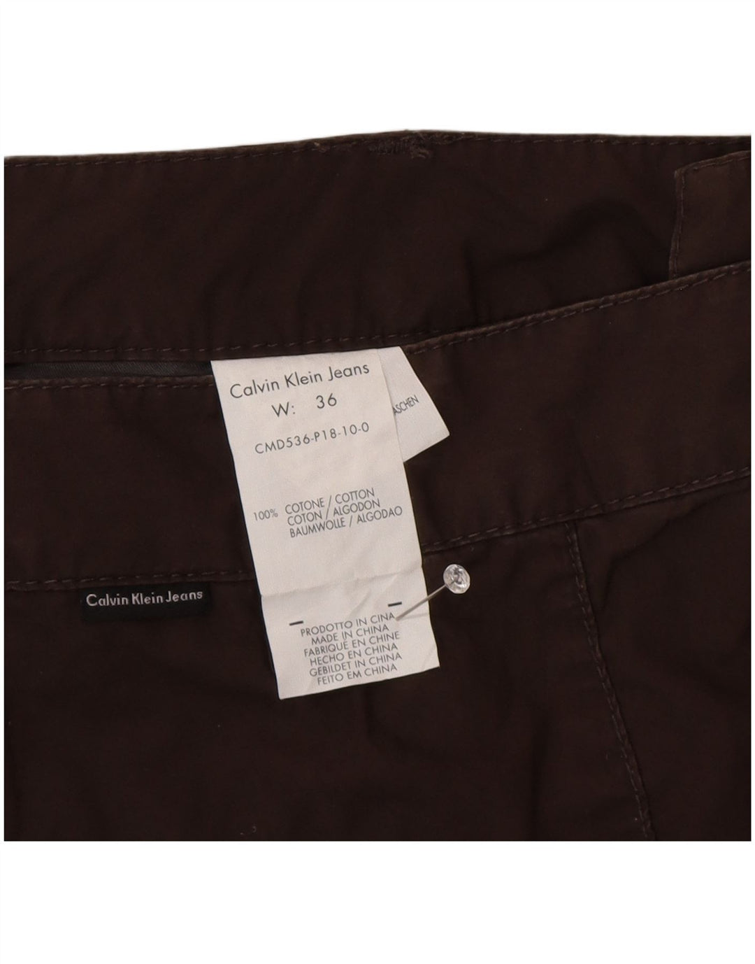 Calvin Klein Mens Chino Shorts W36 Grande Algodão Marrom