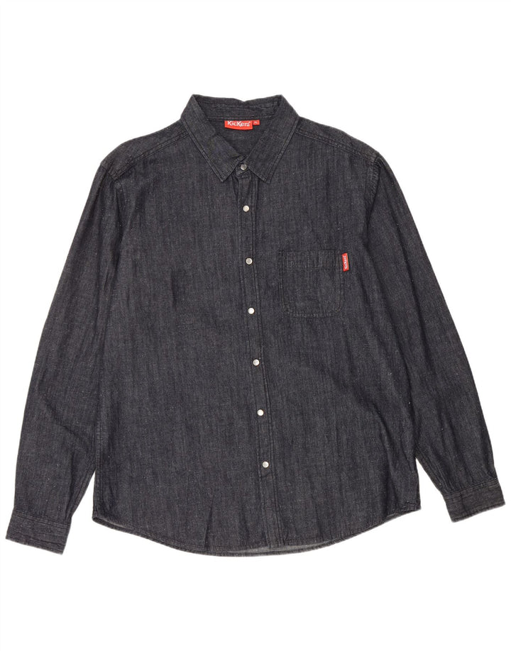 Camisa jeans masculina KICKERS XL azul marinho algodão