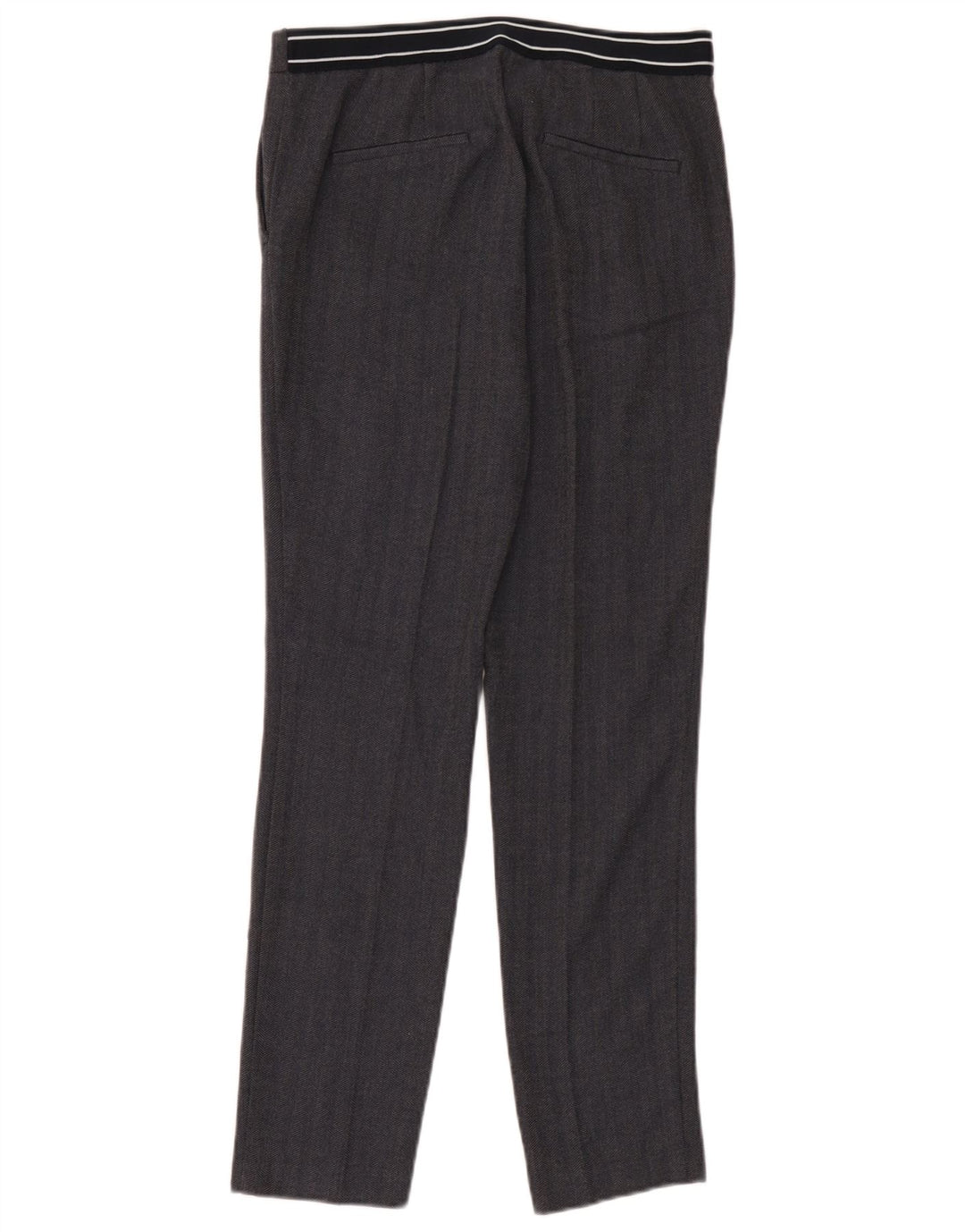 Calça Chino Slim Feminina Zara Grande W30 L28 Poliéster Espinha de Peixe Preto