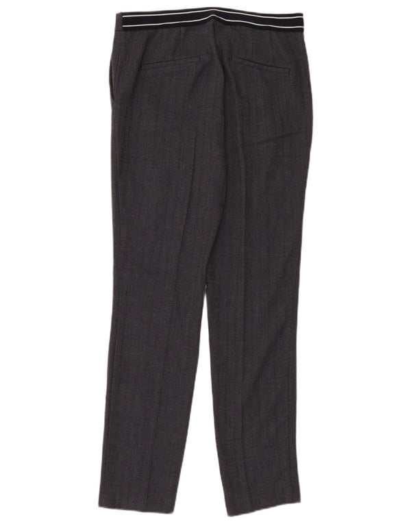 Calça Chino Slim Feminina Zara Grande W30 L28 Poliéster Espinha de Peixe Preto