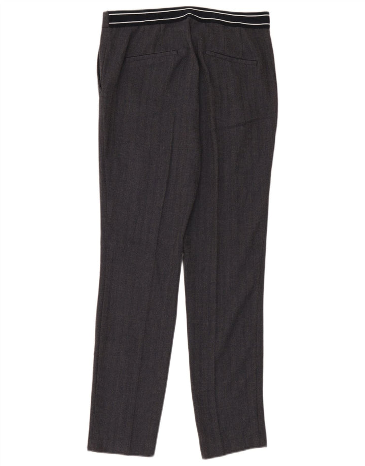 Calça Chino Slim Feminina Zara Grande W30 L28 Poliéster Espinha de Peixe Preto