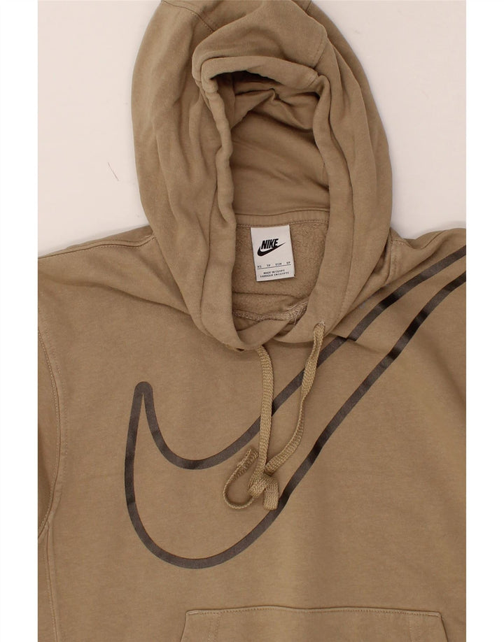 NIKE Mens Graphic Hoodie Jumper XS Beige Cotton Vintage Nike and Second-Hand Nike from Messina Hembry 