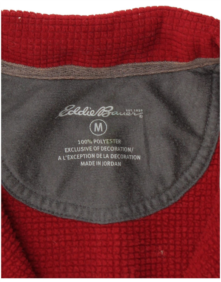 EDDIE BAUER Suéter masculino com zíper e gola em poliéster vermelho médio