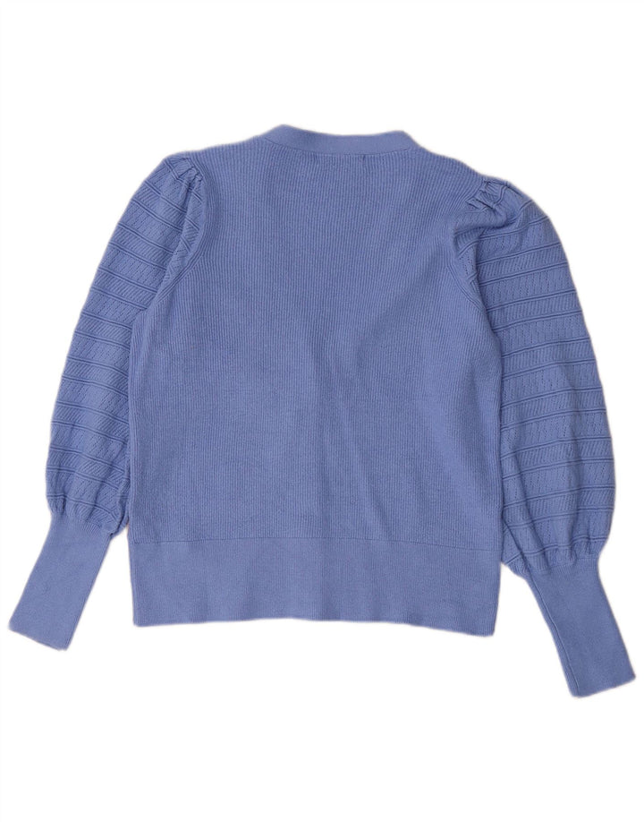 Suéter cardigã feminino Marks & Spencer UK 12 viscose azul médio