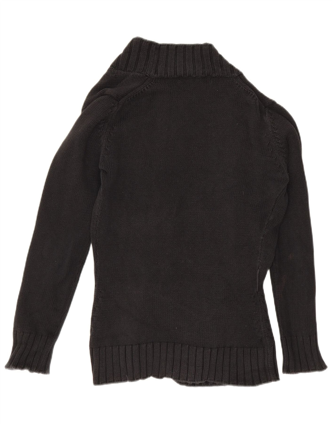 Suéter cardigã aberto feminino Zara Reino Unido 14 grande algodão preto