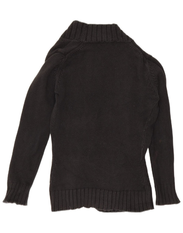 Suéter cardigã aberto feminino Zara Reino Unido 14 grande algodão preto