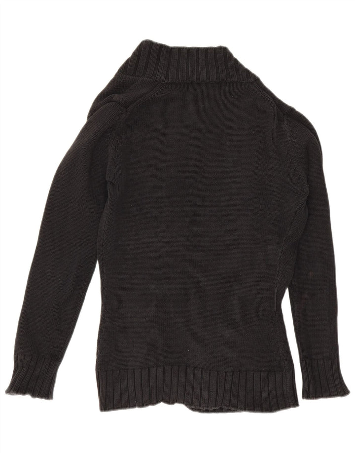 Suéter cardigã aberto feminino Zara Reino Unido 14 grande algodão preto
