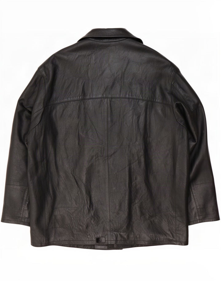 Jaqueta de couro masculina vintage IT 56 3XL preta