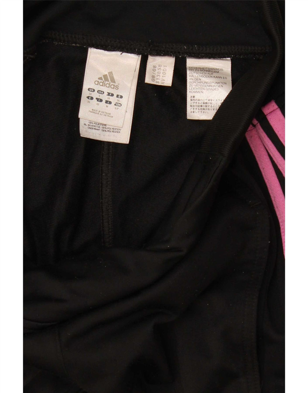 Calça de treino feminina Adidas UK 10 pequena poliéster preto