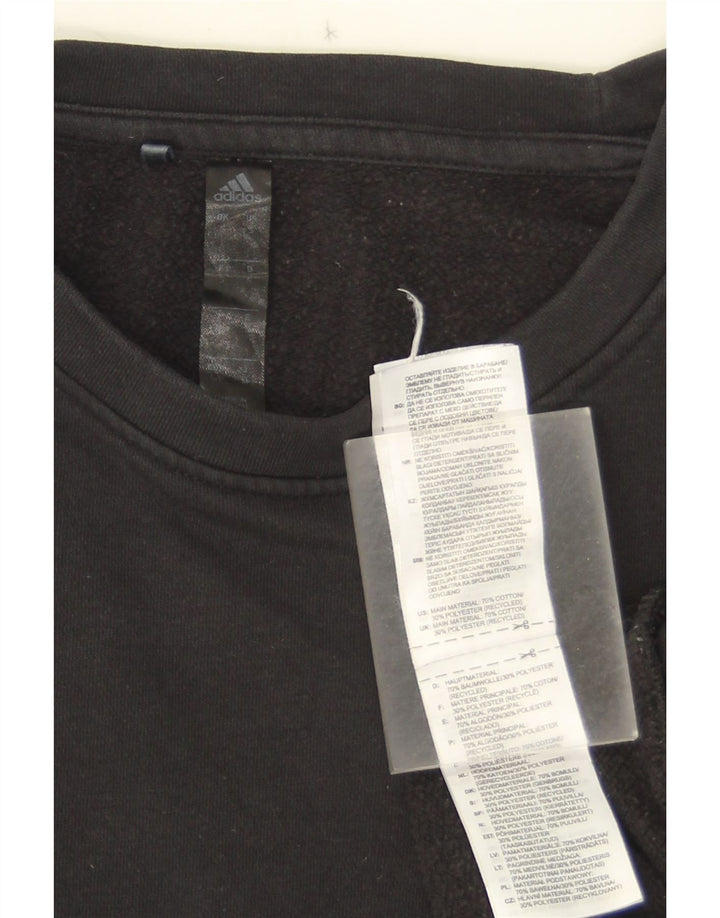Adidas Mens Graphic Moletom Jumper Pequeno Algodão Preto