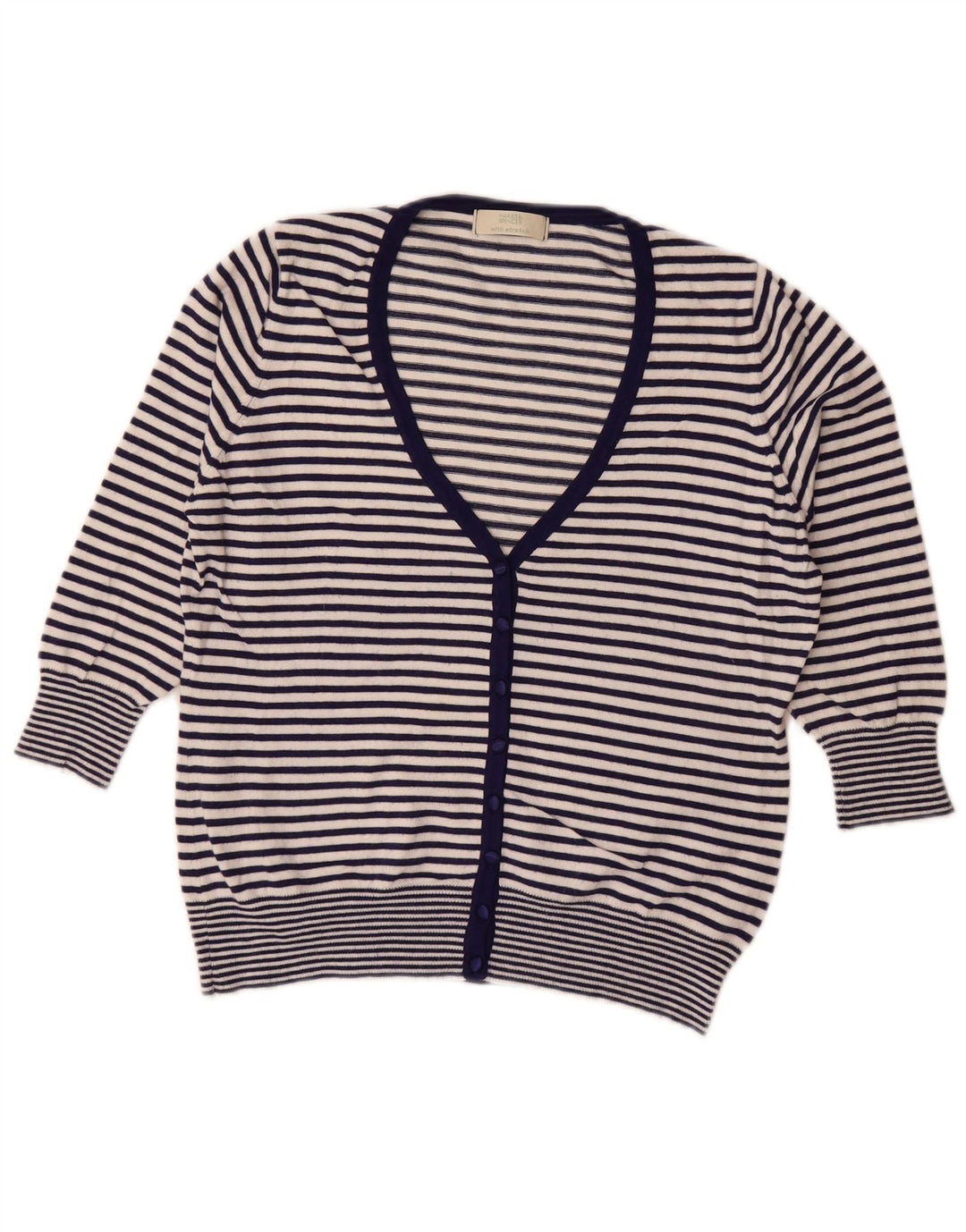 Suéter cardigã feminino Marks & Spencer UK 14 médio azul marinho náutico