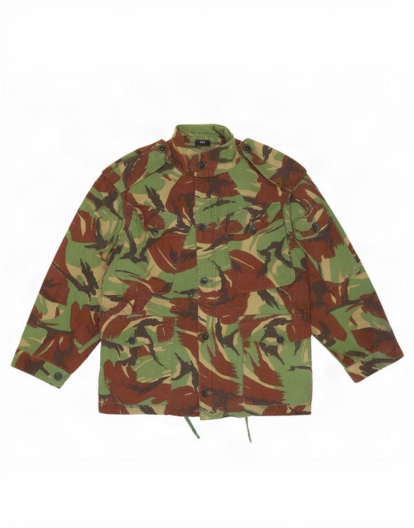 Jaqueta militar masculina vintage UK 36 pequena camuflagem verde