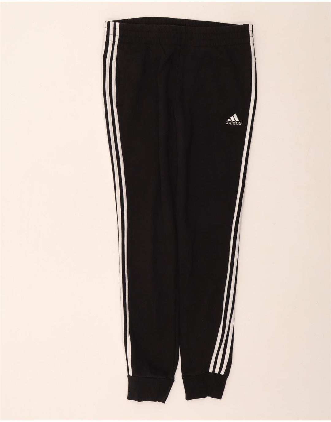 ADIDAS Womens Tracksuit Calças Joggers UK 12/14 Médio Algodão Preto