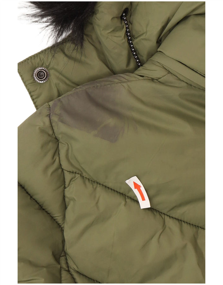 Jaqueta acolchoada com capuz feminina Superdry UK 8 nylon verde pequeno