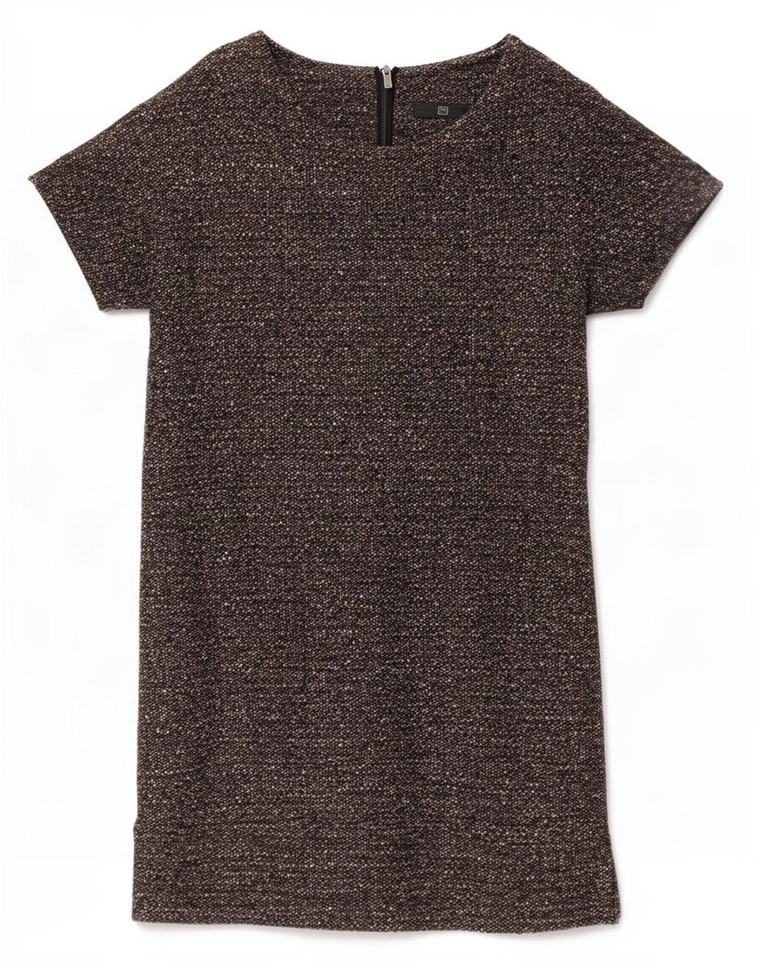 Vestido feminino Benetton UK 14 lã virgem manchada cinza médio
