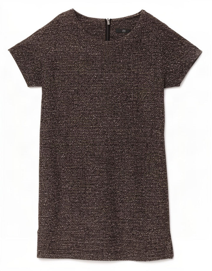 Vestido feminino Benetton UK 14 lã virgem manchada cinza médio