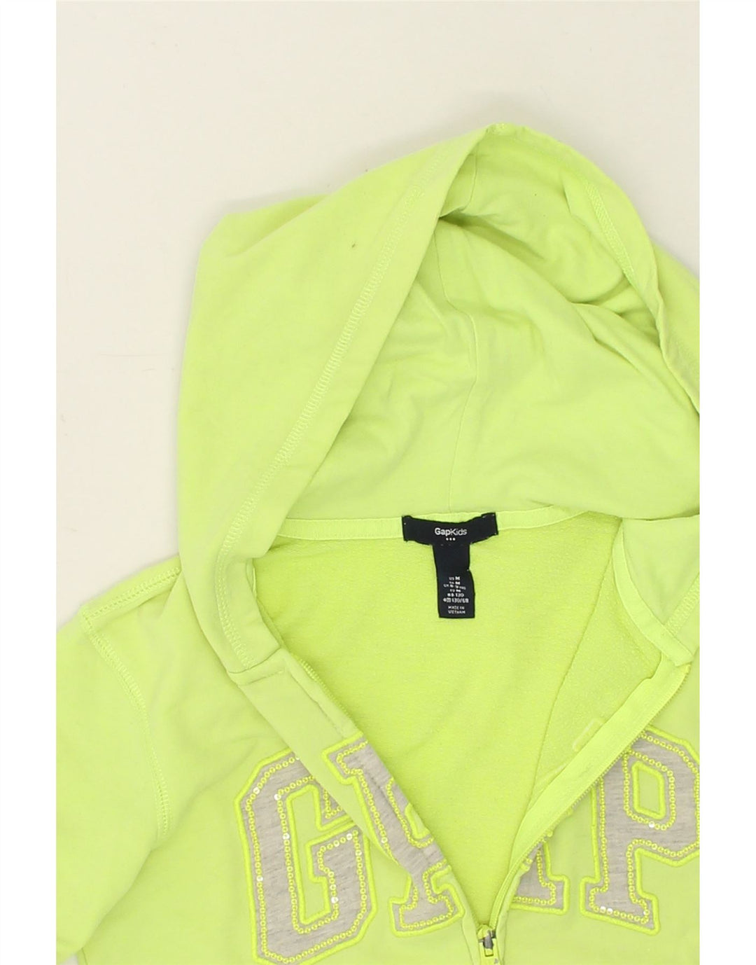 GAP Girls Graphic Zip Hoodie Sweater 8-9 Years Medium Green Cotton Vintage Gap and Second-Hand Gap from Messina Hembry 